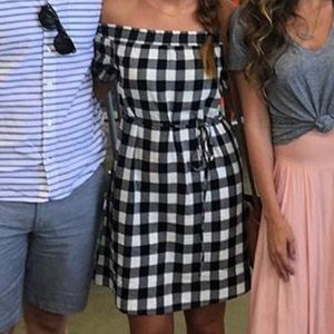 Off the shoulder gingham dress